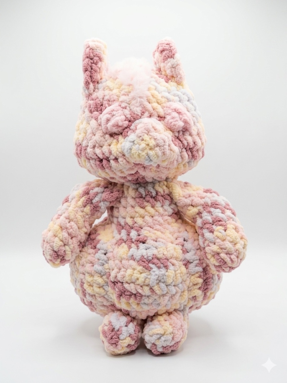 Handmade Crochet Squirrel Plush Amigurumi Stuffed Animal Pink Chenille Yarn Toy